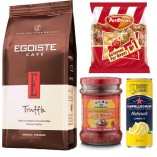 Кофе в зернах, батончики, соус и напиток